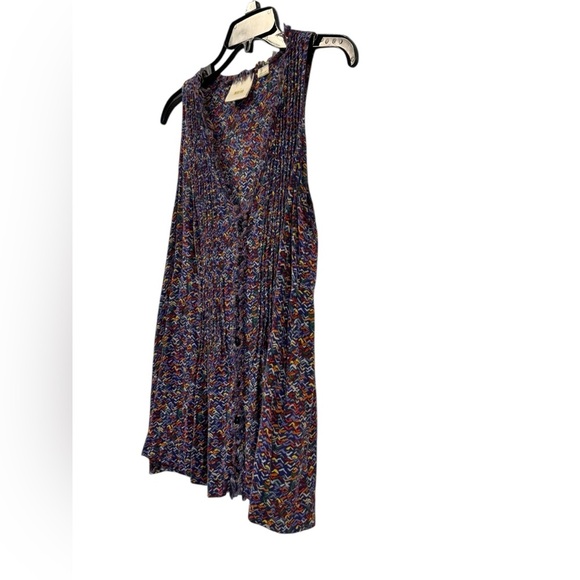 Women’s Anthropologie Maeve Lila Pintuck Multicolor Sleeveless Tank Top: Medium - Picture 5 of 12